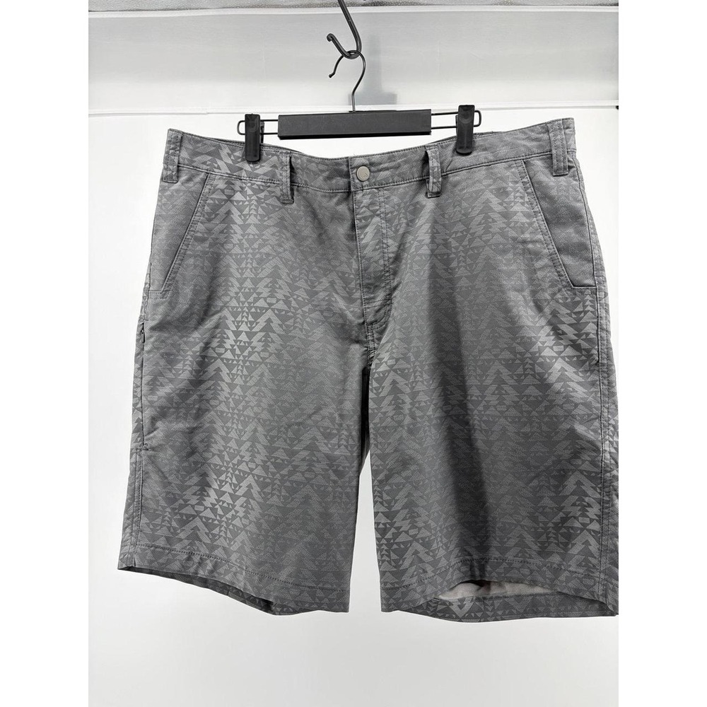 Alpine Design Flat Front Casual Shorts,‎ Gray Geometric Print, Mens Size 40